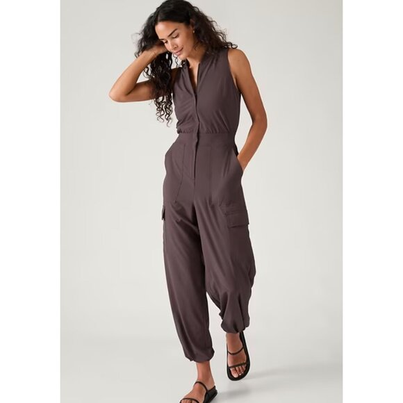 Athleta Pants - New Athleta 12 Brooklyn Utility Jumpsuit Shale Size 12